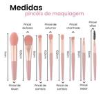 Kit 8 Mini Pincéis De Maquiagem Em Estojo Compacto Rose