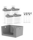Kit 8 Organizador Lavanderia Dispenser, Borrifador e cesto 16l