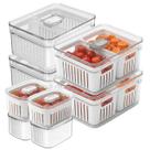Kit 8 Organizadores Geladeira 2,2L 0,65L Cozinha Conjunto Clear Fresh Armário Vegetal Frutas Acrílico Multiuso Kit 8 Organizadores Geladeira 2,2L 0,65L Cozinha Conjunto Clear Fresh Armário Vegetal Frutas Acrílico Multiuso