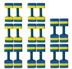 Kit 8 Pares Halteres Hidroginástica em EVA P 1-2kg e M 2-3kg Azul/Amarelo Dafoca Sports