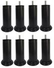 Kit 8 Pe Cama Box Fixo Preto 12cm Plástico Com Parafuso Central