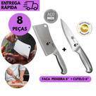 Kit 8 Peças 4 Cutelo Inox Inteiriço + 4 Faca Peixeira Inox 6" Profissional Cozinha Churrasco Kit 8 Peças 4 Cutelo Inox Inteiriço + 4 Faca Peixeira Inox 6" Profissional Cozinha Churrasco