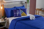 Kit 8 Peças Cama Cobre Leito - Colcha Casal Super Luxo - Azul