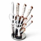 Kit 8 Peças Conjunto Faqueiro White Marble Suporte Gourmet Branco
