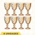 Kit 8 Peças Copo Taças Vidro 330ML Diamond Ambar