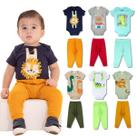 Kit 8 Peças de Roupas para Bebê Menino 4 Body Curto 4 Calça Mijão Kit 4 Body Roupa Infantil Bebê menino