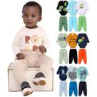 Kit 8 Peças de Roupas para Bebê Menino 4 Body Longo 4 Calça Mijão Kit 4 Body Roupa Infantil Bebê