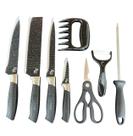 Kit 8 Peças Faca Inox Churrasco Cozinha Profissional Premium
