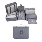 Kit 8 Peças Organizador Para Mala de Viagem Com Necessaire de Cabide Cinza Kit 8 Peças Organizador Para Mala de Viagem Com Necessaire de Cabide Cinza