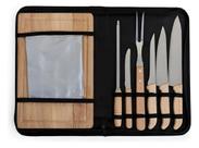 Kit 8 Peças Para Churrasco Facas Com Tábua E Avental Qualidade Total Kit 8 Peças Para Churrasco Facas Com Tábua E Avental Qualidade Total