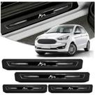 Kit 8 Peças Soleira De Porta Resinada Ford Ká E Ká Sedan - Preta