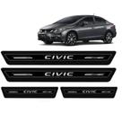 Kit 8 Peças Soleira De Porta Resinada Honda Civic 2007 - 2019 - Preta