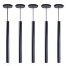 Kit 8 Pendente Tubo Preto 50 Cm Cabo 4m + LED Branco Quente