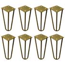 Kit 8 Pés de Metal 15 CM Hairpin Legs Mesas de Centro Puffs Dourado G41
