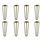 Kit 8 Pés de Metal 25 CM Hairpin Legs Rack Puffs Dourado G41
