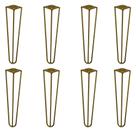 Kit 8 Pés de Metal 30 CM Hairpin Legs Mesa de Canto Rack e Puffs Dourado G41
