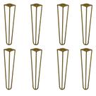 Kit 8 Pés de Metal 30 CM Hairpin Legs Mesa de Canto Rack e Puffs Dourado G41