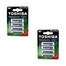 Kit 8 Pilhas Recarregáveis AA Toshiba TNH6GAE 1,2v 2600mAh (2 cartelas com 4 UND)