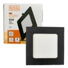 Kit 8 Plafon Quadrado Embutir 6w Preto 12x12 Branco Frio 6500K