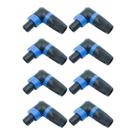 Kit 8 Plug Speakon Macho em L 90º Conector Trava 4 Vias Azul