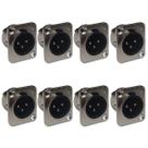 Kit 8 Plug XLR Macho Painel 3 Pinos Gold Metal ABS HX091 HJH