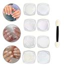 Kit 8 Pó Aurora Branco Furta Cor Unhas Nail Art Pincéis Manicure Nail Art Nail Designer Unhas Decoradas