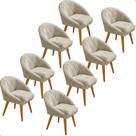 Kit 8 Poltrona Sala Decorativa Louis Veludo Bege Pés Palito Castanho Kit 8 Poltrona Sala Decorativa Louis Veludo Bege Pés Palito Castanho