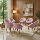 Kit 8 Poltrona Sala Decorativa Louis Veludo Rosa Pés Palito Castanho Kit 8 Poltrona Sala Decorativa Louis Veludo Rosa Pés Palito Castanho