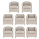 Kit 8 Poltronas Decorativa Tilla Suede Bege - TWdecora Kit 8 Poltronas Decorativa Tilla Suede Bege - TWdecora
