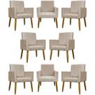 Kit 8 Poltronas Decorativas Para Sala Quarto Recepção Escritório Confortável Luxo Mari Suede