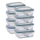 Kit 8 Pote de Vidro Hermético Com Divisoria 640ml Marmita