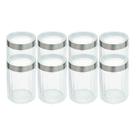 Kit 8 Pote de Vidro Porta Mantimentos Vidro com Tampa Inox para Grãos Cereais 1200ml 18cm Lyor