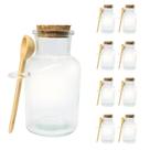 Kit 8 Pote Porta Tempero Redondo Vidro com Colher de Bambu e Tampa Rolha 100ml