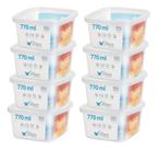 Kit 8 Pote Quadrado 770ml Armazenamento Alimento Bp