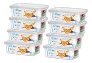 Kit 8 Pote Retangular Alimento 1,2l Armazenamento Bpa Free