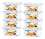 Kit 8 Pote Retangular Alimento 2l Armazenamento Bpa Free
