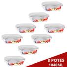 Kit 8 Pote Tampa Hermetica Retangular Vidro 1040ml Multiuso