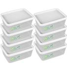 Kit 8 Potes 500ml Tampa Preta11cm Empilhável Lava-Louça Quadrado Tampa Trava Vedação Conserva Mantimento Frutas Cereal
