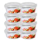 Kit 8 Potes 620ml de Vidro Marmita Tampa Hermetico Não Vaza