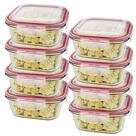 Kit 8 Potes De Vidro Hermético Quadrado Tampa Lock Marmita Mantimento 800ml