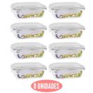 Kit 8 Potes de Vidro Marmita Fit Tampa Plast 4 Travas 1040ml Kit 8 Potes de Vidro Marmita Fit Tampa Plast 4 Travas 1040ml