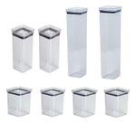 Kit 8 Potes Hermeticos Acrilico Mantimento Empilhavel