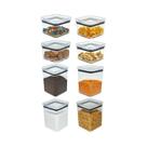 KIT 8 Potes Herméticos Quadrados 480/1000ml Empilhável Paramount KIT 8 Potes Herméticos Quadrados 480/1000ml Empilhável Paramount