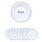 Kit 8 Prato Esmaltado branco 22cm alumínio retro cozinha