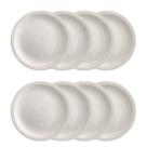 Kit 8 Pratos Raso de Cerâmica 25cm Branco