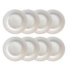 Kit 8 Pratos Raso de Cerâmica 26cm Branco