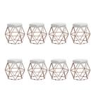 Kit 8 Puffs decorativos aramado Vanessa-material sintético branco