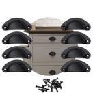 Kit 8 Puxador Concha Para Móveis Gavetas Armário Preto Fosco