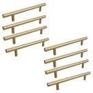 Kit 8 Puxador Haste Dourado Em Inox Redondo 128mm Kit 8 Puxador Haste Dourado Em Inox Redondo 128mm