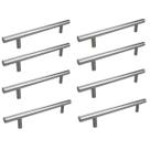 Kit 8 Puxador Haste Redondo Em Metal Inox 384mm Para Gaveta
